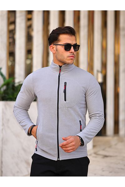 Kozik Ανδρικό Μαύρο Fleece Χειμερινό Χοντρό Πλήρες Φερμουάρ Βαμβακερό ύφασμα Fleece Jacket