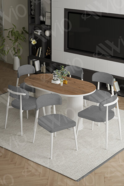 AVVİO Vermond Bohem Ayak Beyaz Polo Sandalye 80x160 Mutfak Masa Sandalye Takımı