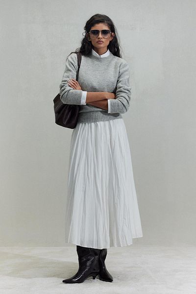 Suud Collection Ecru Donette Faltenrock
