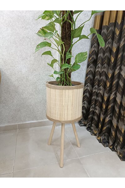 BLACK PEARL Bambu saksı ahşap saksı halat saksı hasır saksı