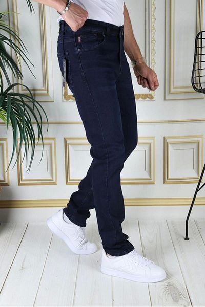 PHANTOM JEANS Ανδρικό παντελόνι τζιν με σκούρο μπλε ελαστικό Lycra Regular Fit