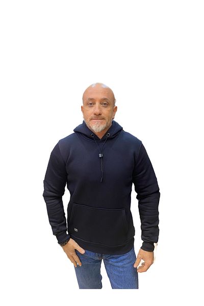DYNAMO Navy Blue Hooded Kangaroo Pocket Sweatshirt