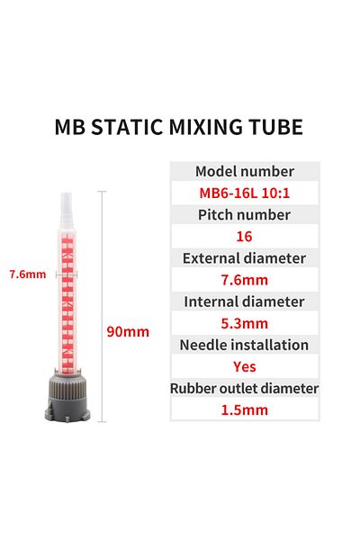 Choice 50pcs Mb6-16 10-1 50pcs Epoxy Mixing Nozzle Static Mixing Nozzle Mb6-16 Mixing Tube (10:1RATIO) For