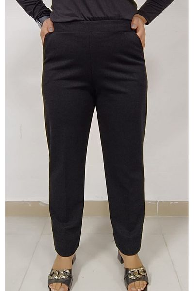 AKŞEN GİYİM Transverse Neck Lycra Scuba Crepe Fabric Classic Cut Side Two Pocket Large Size Trousers