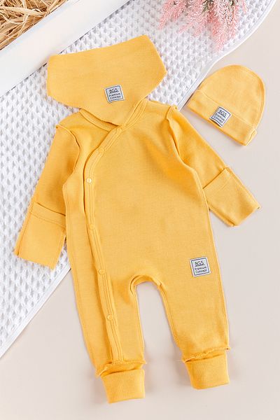 Babymod Natural Baby Jumpsuit Set with Gloves
