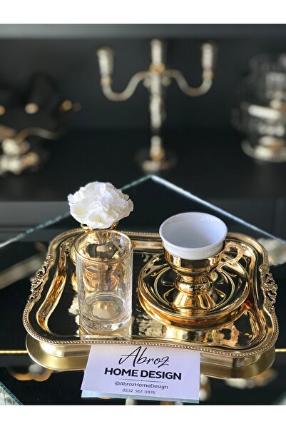 ABROZ HOME DESIGN Coffee Side Water Glass with Gold Stripe