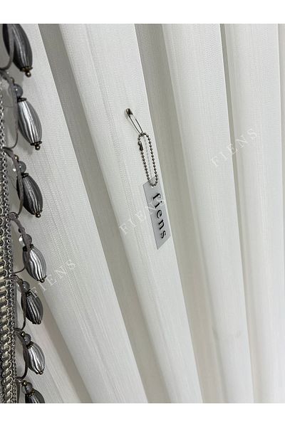 FİENS Soft Bamboo Crown - 1/2 Layer Medium Pleated Tulle Curtain, No Ironing Suitable for All Rooms