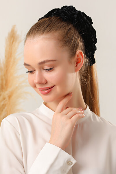 Melodi Scarf 5-Piece Velvet Scarf Knob - Hijab Black Scarf Buckle