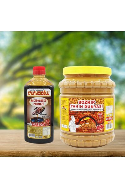 Kalaycıoğlu Bozkır Tahini Center Tahini with Roasted Bran 1900 Gr & Carob (Harnup) Molasses 950 Gr