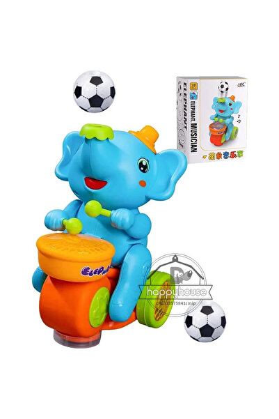 Choice1 لعبة فيل موسيقي يمشي على شكل طبول للأطفال باللون الأزرق مع صندوق، لعب...