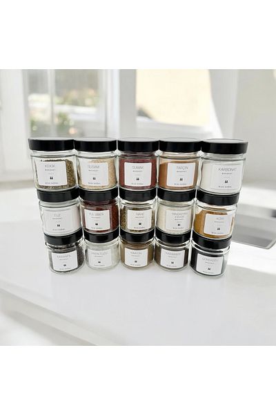 zezedesing 255Cc Spice Rack Set - 15 Pieces Black Lids