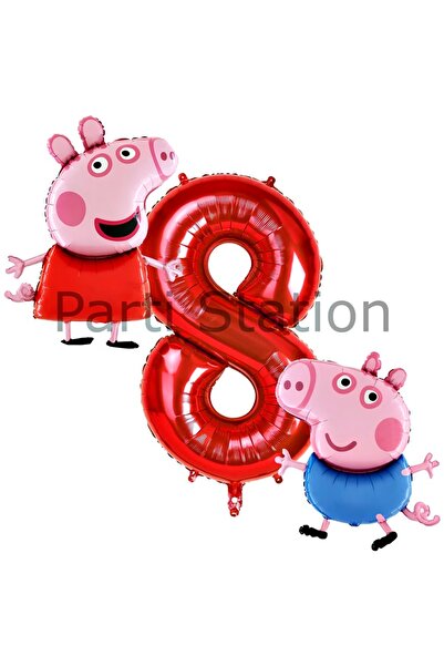 Parti Station مجموعة بالونات وردية بعمر 8 سنوات من Peppa Pig Concept - رقائق ...