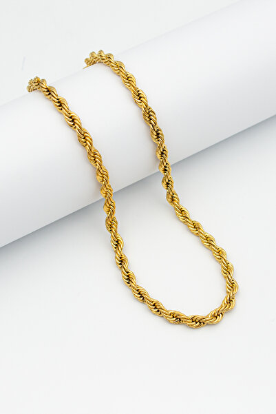 Santalio قلادة من الفولاذ المقاوم للصدأ بسلسلة اوجير ذهبية اللون - 4 ملم