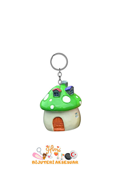 himi bijuteri aksesuar Green Mushroom House Keychain Backpack - Decorative Au...