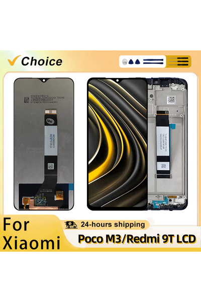 Choice1 أسود مع خيار الإطار لشاشة Xiaomi POCO M3 M2010J19CG M2010J19CI شاشة ت...