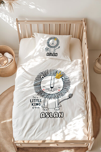 Lilabio %100 Pamuk Isme Özel Isimli Montessori Yatak Nevresim Takımı (100X200...