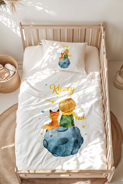 Lilabio %100 Pamuk Isme Özel Isimli Montessori Yatak Nevresim Takımı (100X200...