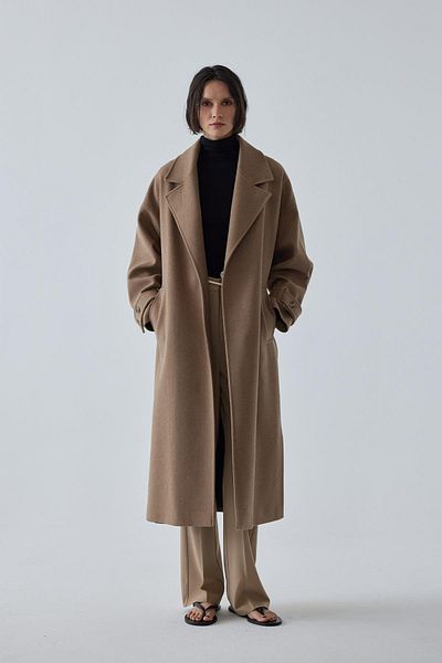 Suud Collection Καφέ γαλακτώδες Sudi Slit Maxi Coat