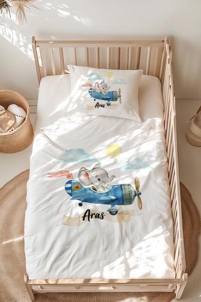 Lilabio %100 Pamuk Isme Özel Isimli Montessori Yatak Nevresim Takımı (100X200...