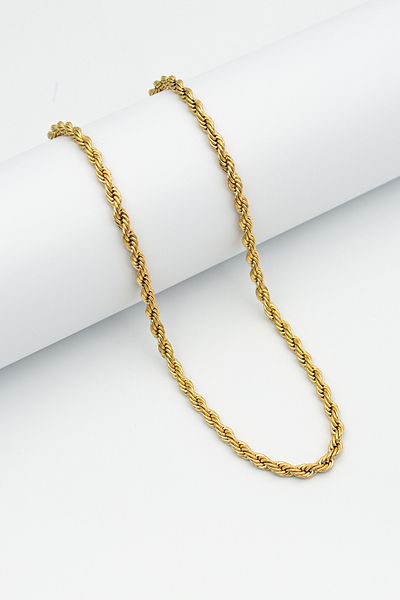 Santalio Gold Color Twist Chain Stainless Steel Necklace - 3 mm
