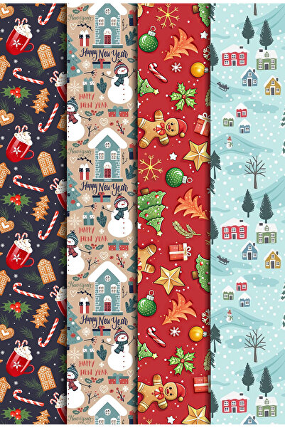 Mia Pera 35 X 50 Cm Yılbaşı Hediye Paketleme Ambalaj Kağıdı (4’LÜ PAKET)