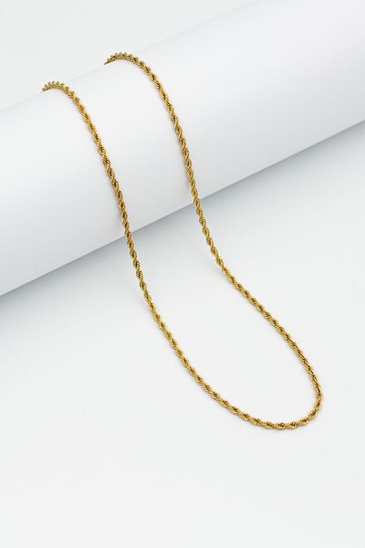 Santalio Stainless Steel Chain & Gold Color Twist Necklace - 2 mm