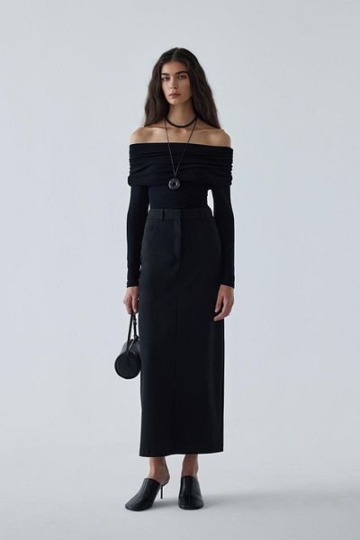 Suud Collection Lilly Degajeli Black Blouse