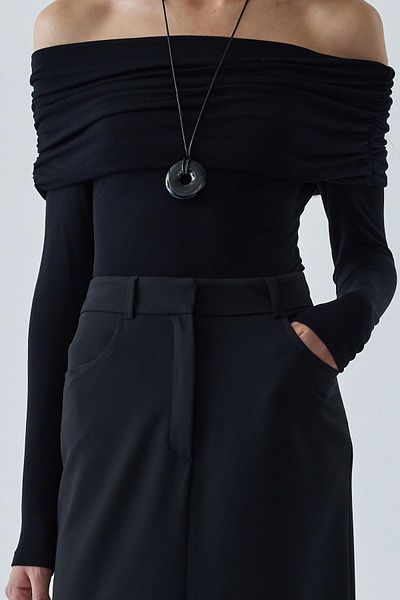 Suud Collection Lilly Degajeli Black Blouse