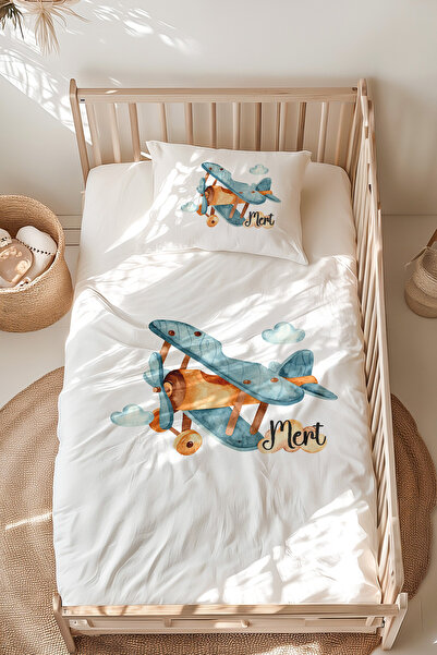 Lilabio %100 Pamuk Isme Özel Isimli Montessori Yatak Nevresim Takımı (100X200...