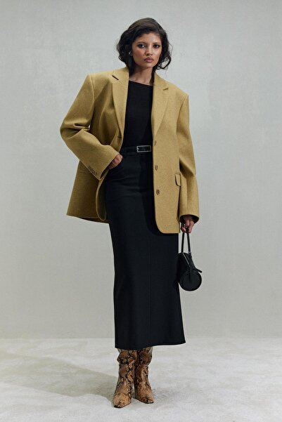 Suud Collection Yellow Gina Stamped Long Jacket