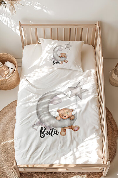 Lilabio %100 Pamuk Isme Özel Isimli Montessori Yatak Nevresim Takımı (100X200...