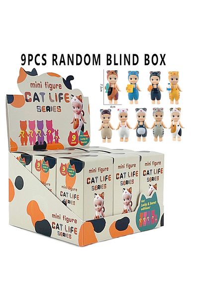 Choice 9pcs New Cat Blind Box Sonny Angel Cats Life Action Figures Toys Ornaments Dolls For Fans Children C