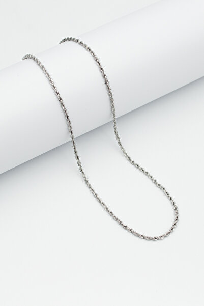 Santalio سلسلة من الفولاذ المقاوم للصدأ وقلادة فضية اللون - 2 ملم