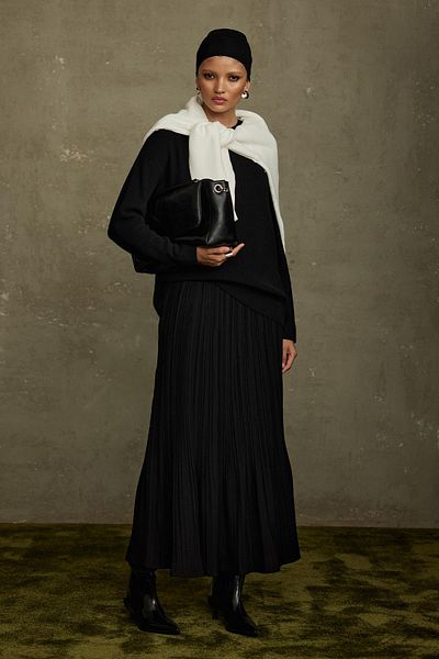 Suud Collection Black Island Pleated Skirt