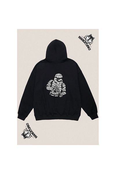 MarkaTurko FIRST ORDER custom design back printed Black Hooded unisex Sweatshirt 047