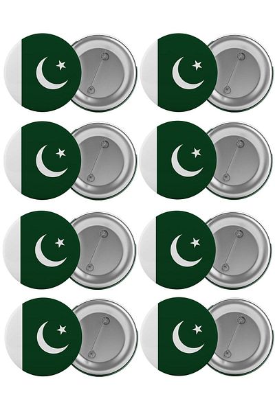 Saturn Pakistan Flag Bag Badge Set 8 Pieces Biggest Size 5.8cm Pin Brooch
