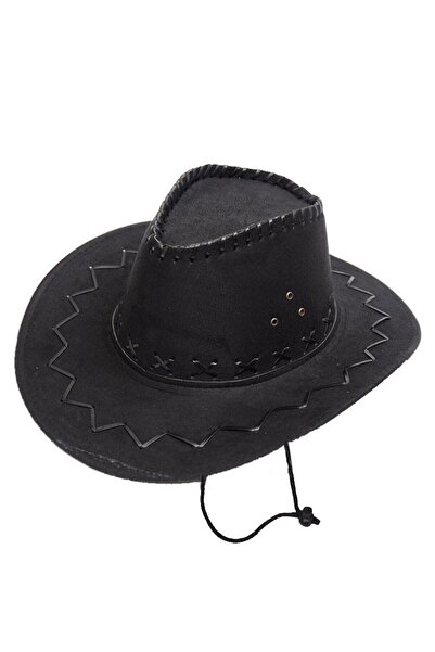NW NessiWorld Lace-Up Children's Boy Nubuck Suede Cowboy Hat Black Color