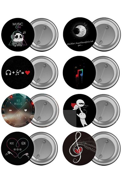 Saturn Love Music Bag Badge Set 8 Pieces Biggest Size 5.8cm Pin Brooches