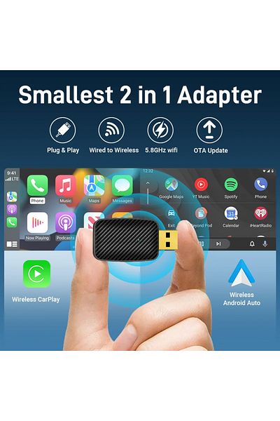 Choice Carplay And Auto Wireless Carplay Adapter Android Auto Wireless Smart Dongle 2in1 For Volvo Benz Cad