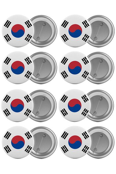 Saturn Flag of South Korea Bag Badge Set 8 Pieces Biggest Size 5.8cm Pin Brooch