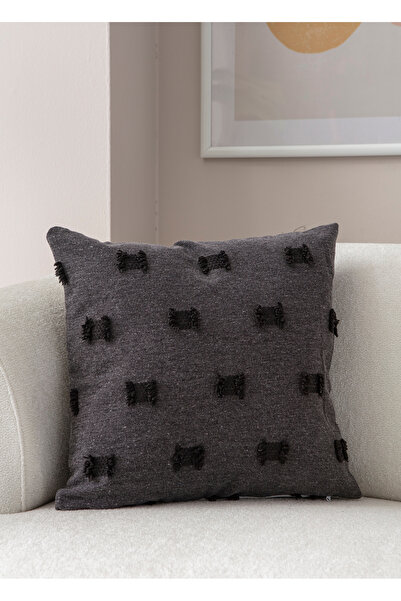 SWITA Single Decorative Polka Dot Linen Fabric Throw Pillow Cover 43X43 Black