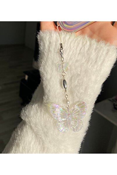 Pinky Lady Fairycore Butterfly Phone Charm Beaded Phone Accessory