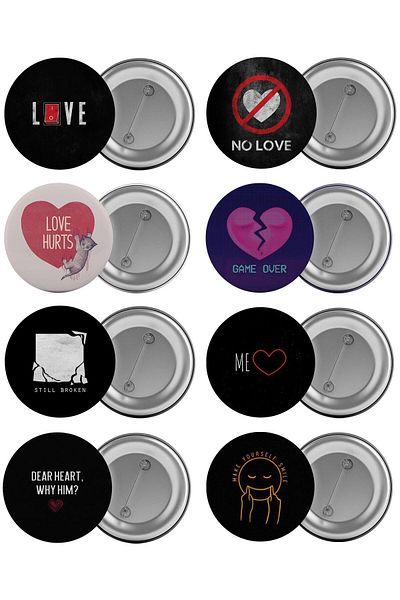Saturn No Love Bag Badge Set 8 Pieces Biggest Size 5.8cm Pined Brooches