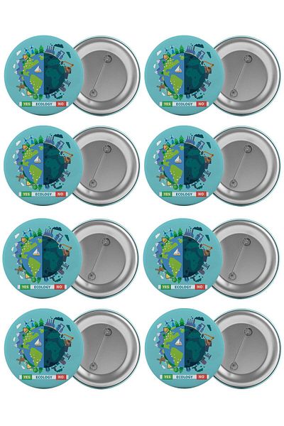 Saturn Environmental Protection Week Bag Badge Set 8 Pieces Biggest Size 5.8cm Pin Brooch