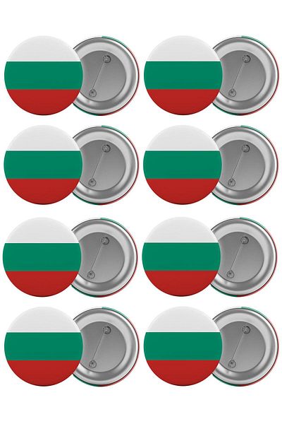 Saturn Bulgaria Flag Bag Badge Set 8 Pieces Biggest Size 5.8cm Pin Brooch