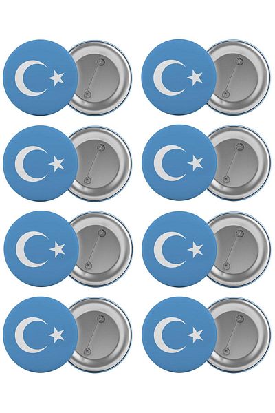 Saturn Eastern Turkistan Flag Bag Badge Set 8 Pieces Biggest Size 5.8cm Pin Brooch