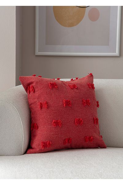 SWITA 43x43 Pernă decorativă cu buline din in roz