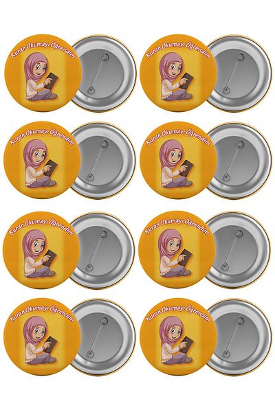 Saturn I Learned to Read the Quran Bag Badge Set 8 Pieces Biggest Size 5.8cm Pin Brooch