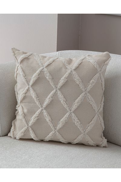 SWITA 43x43 Husă de pernă decorativă unică de culoare crem - țesătură de in