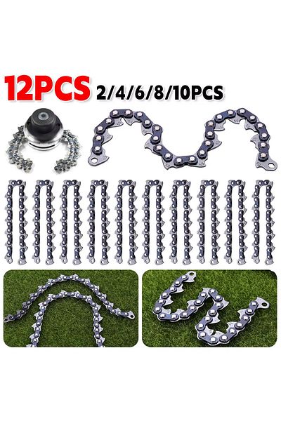 Alloet 6pcs 2-12pcs Chain Type Grass Cutter Replaceable Cutting Chain Blade Lawn Mower Grass Trimmer Head C